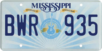 MS license plate BWR935