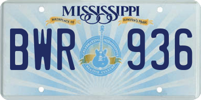 MS license plate BWR936