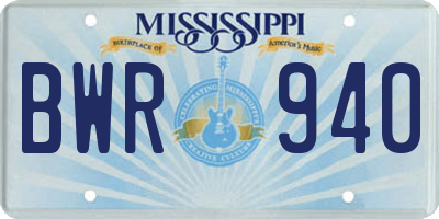 MS license plate BWR940