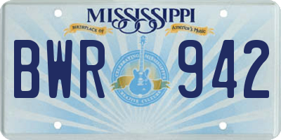 MS license plate BWR942