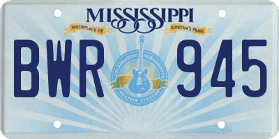 MS license plate BWR945