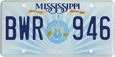 MS license plate BWR946
