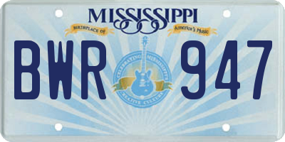 MS license plate BWR947