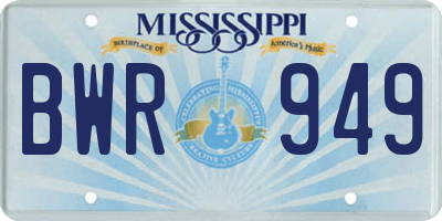 MS license plate BWR949