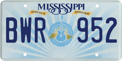 MS license plate BWR952