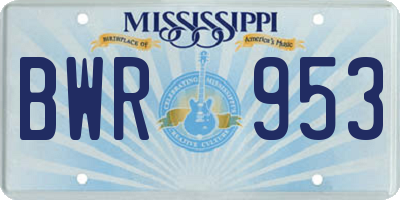 MS license plate BWR953