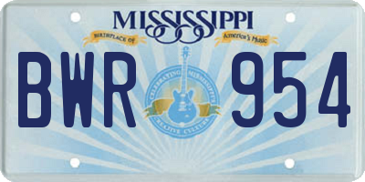 MS license plate BWR954