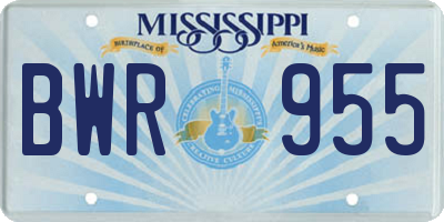 MS license plate BWR955