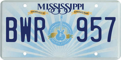 MS license plate BWR957