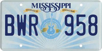 MS license plate BWR958