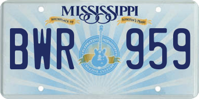 MS license plate BWR959