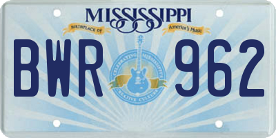 MS license plate BWR962
