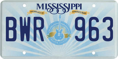 MS license plate BWR963