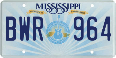 MS license plate BWR964
