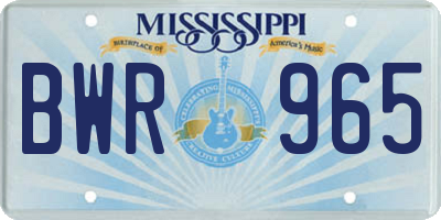 MS license plate BWR965