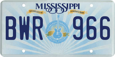MS license plate BWR966