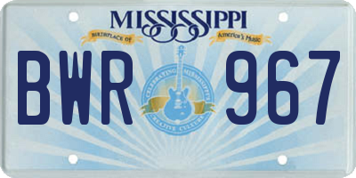 MS license plate BWR967