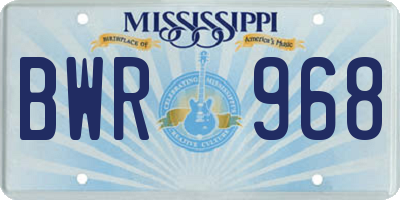MS license plate BWR968