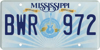 MS license plate BWR972
