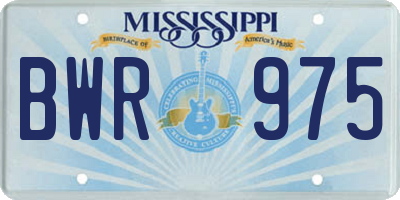 MS license plate BWR975