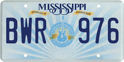 MS license plate BWR976