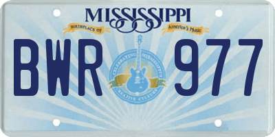 MS license plate BWR977