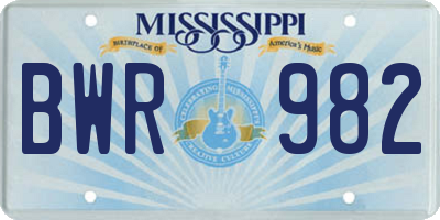 MS license plate BWR982