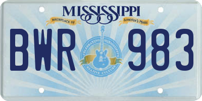 MS license plate BWR983