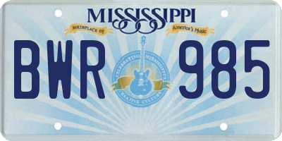 MS license plate BWR985
