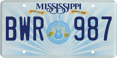 MS license plate BWR987
