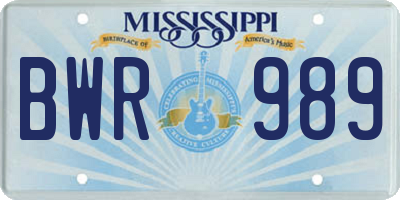 MS license plate BWR989