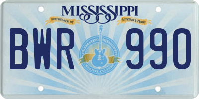 MS license plate BWR990
