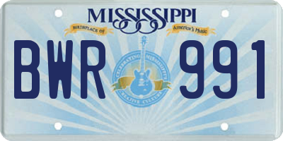 MS license plate BWR991