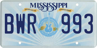 MS license plate BWR993