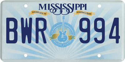 MS license plate BWR994