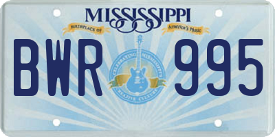 MS license plate BWR995