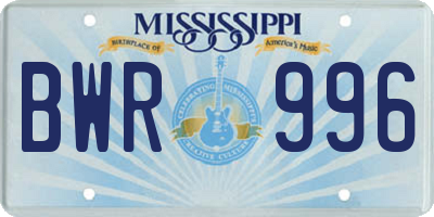 MS license plate BWR996