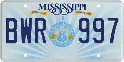 MS license plate BWR997