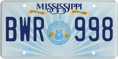 MS license plate BWR998