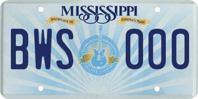 MS license plate BWS000