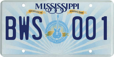MS license plate BWS001
