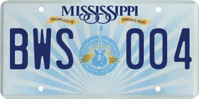 MS license plate BWS004