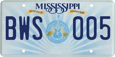 MS license plate BWS005
