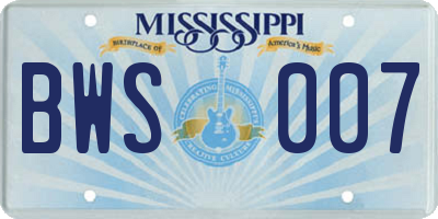 MS license plate BWS007