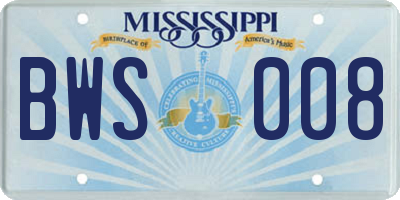 MS license plate BWS008