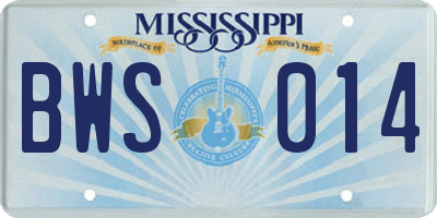 MS license plate BWS014