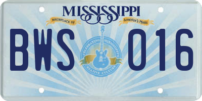 MS license plate BWS016