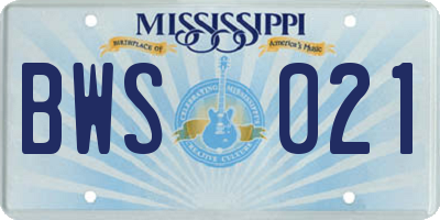MS license plate BWS021