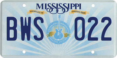 MS license plate BWS022
