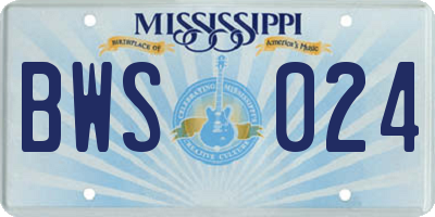 MS license plate BWS024